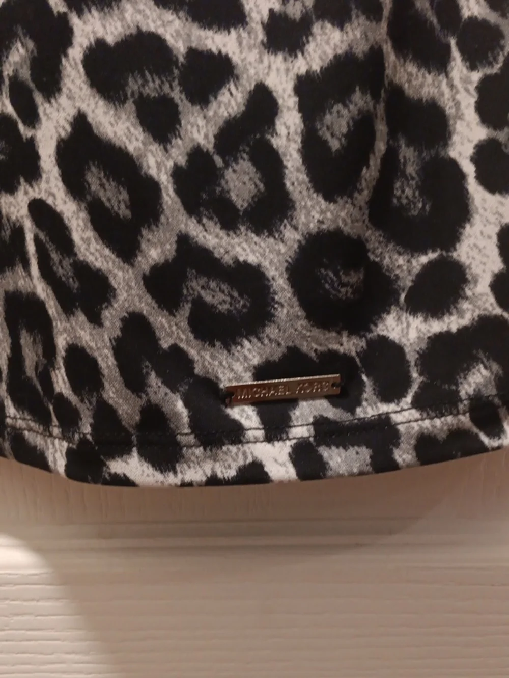 Michael Kors Sleeveless Cowl Neck Leopard Print Top - Black & White